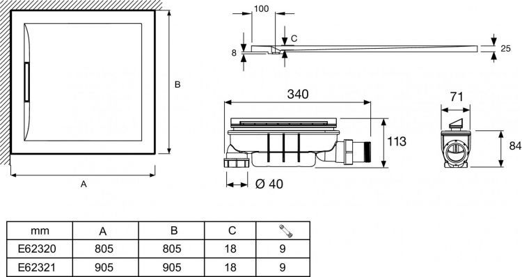 Душевой поддон 80х80 см Jacob Delafon Flight Pure E62320-F-00, белый