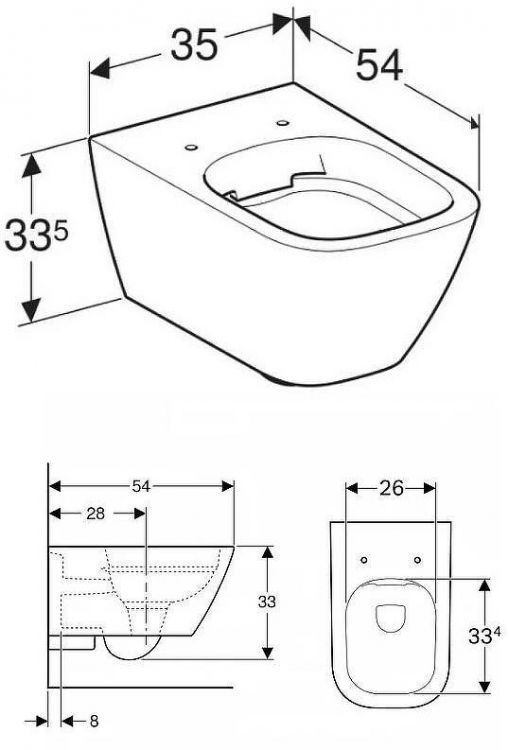 Унитаз Geberit Smyle Square 500.208.01.1 подвесной без сиденья