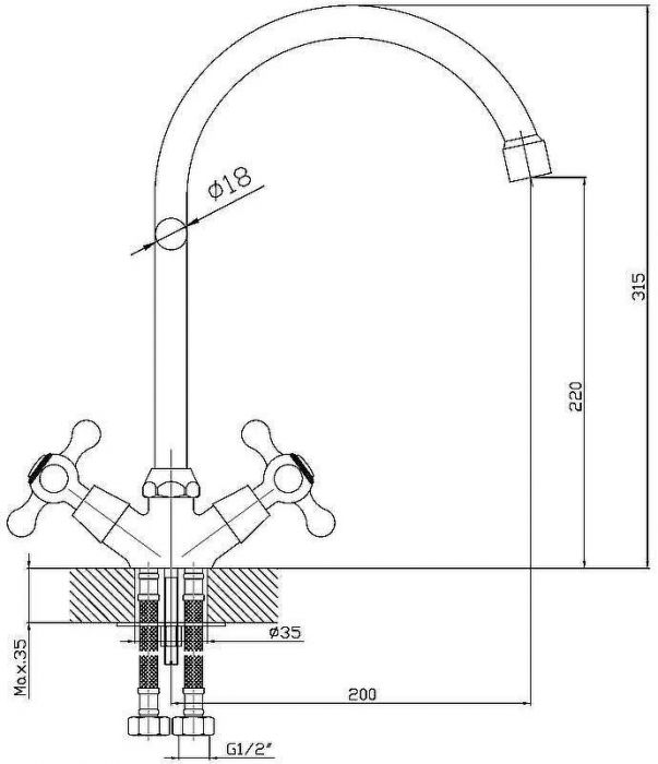Смеситель для кухни Orange Classic Pro M72-000cr Хром