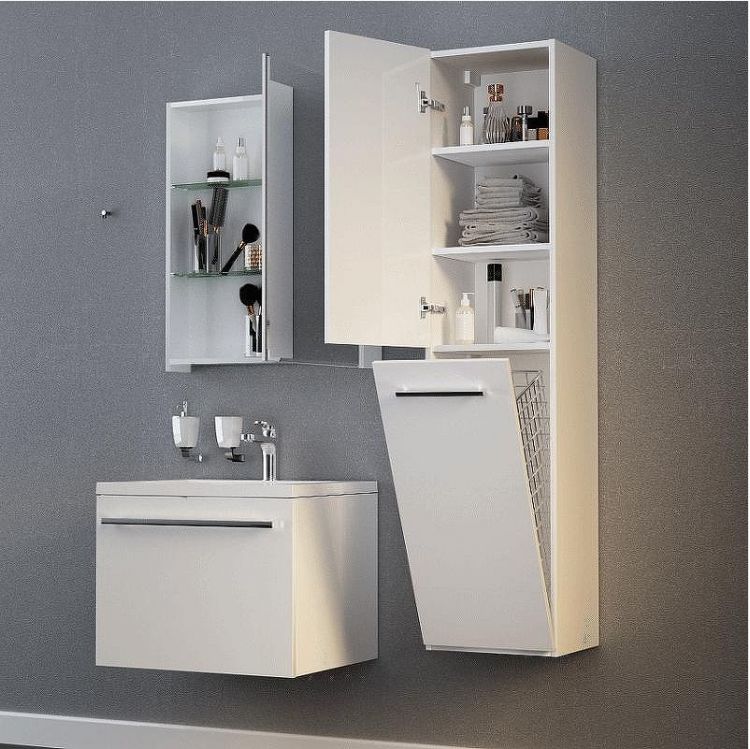 Шкаф пенал 1MarKa Соната 35 L У78472 подвесной с бельевой корзиной Белый глянцевый Шкаф пенал 1MarKa Соната 35 L У78472 подвесной с бельевой корзиной Белый глянцевый