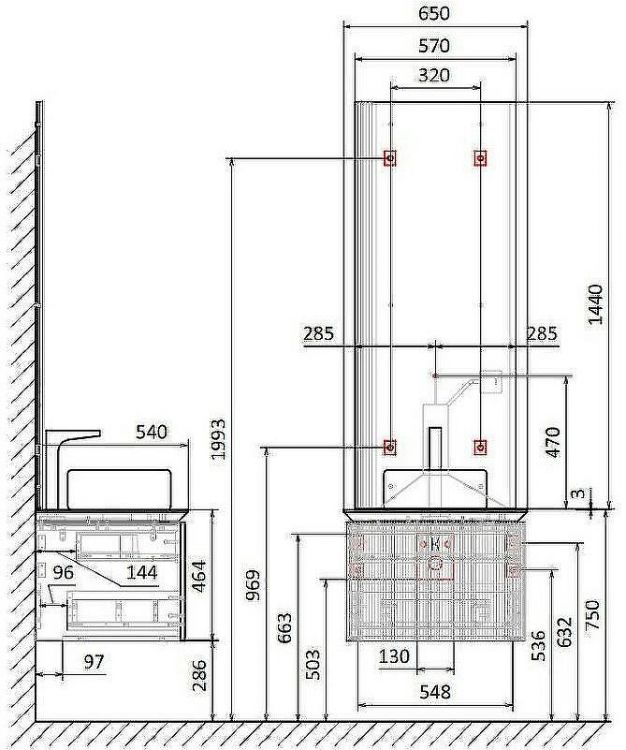 Зеркало Jorno Strong 57 Str.02.57/P/A с подсветкой с бесконтактным выключателем
