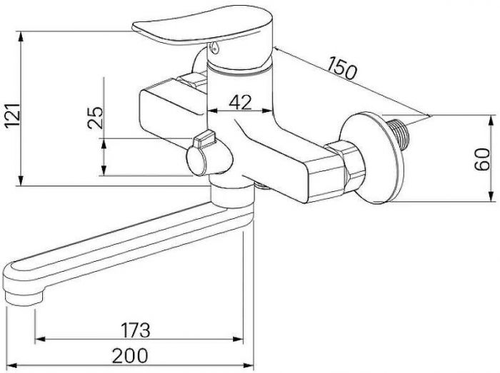 Смеситель для ванны Milardo Demi DEMSB02M02 универсальный Хром