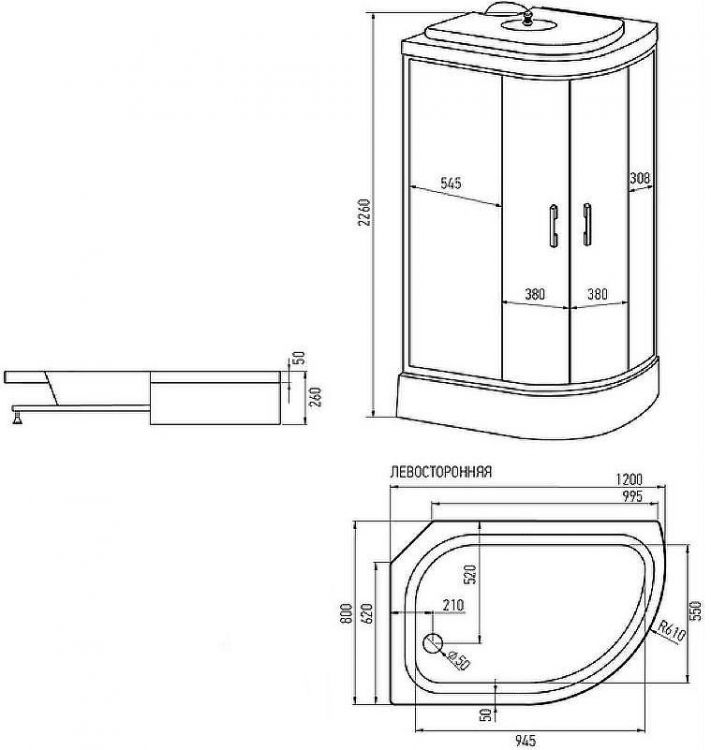 Душевая кабина Erlit Comfort 120х80 ER351226L-C3-RUS без гидромассажа