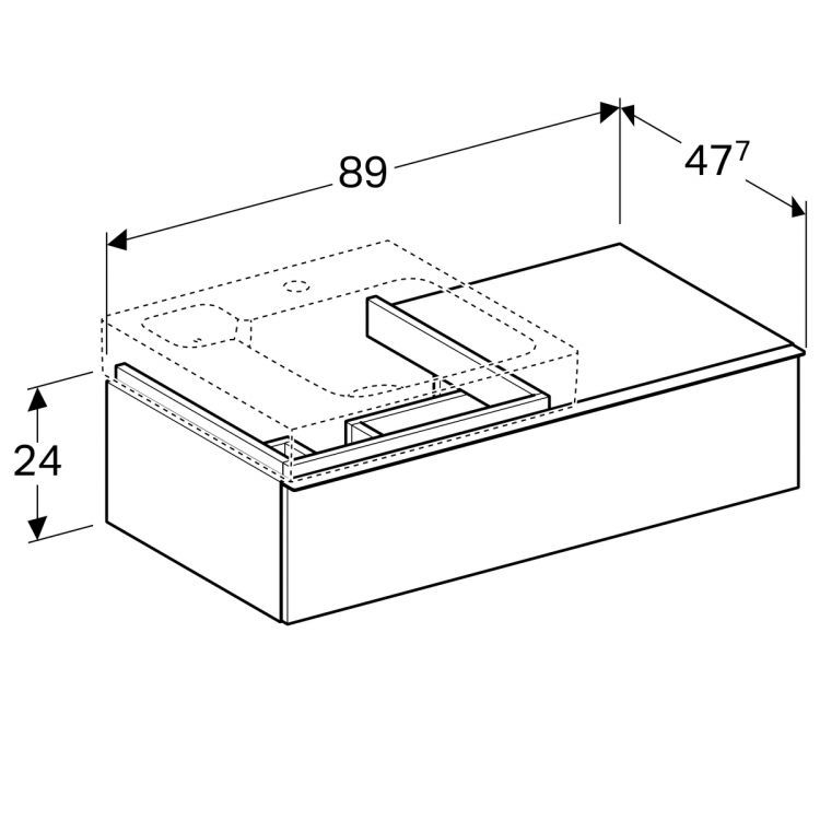 Тумба под раковину Geberit iCon, 89x48, белый глянец [840490000]