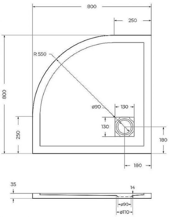 Душевой поддон из искусственного камня BelBagno Uno 80x80 TRAY-MR-UNO-R-80-550-35-W Белый