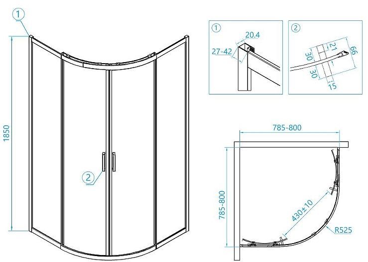 Душевой уголок RGW Classic CL-53 80х80 06095388-11 профиль Хром стекло прозрачное Душевой уголок RGW Classic CL-53 80х80 06095388-11 профиль Хром стекло прозрачное