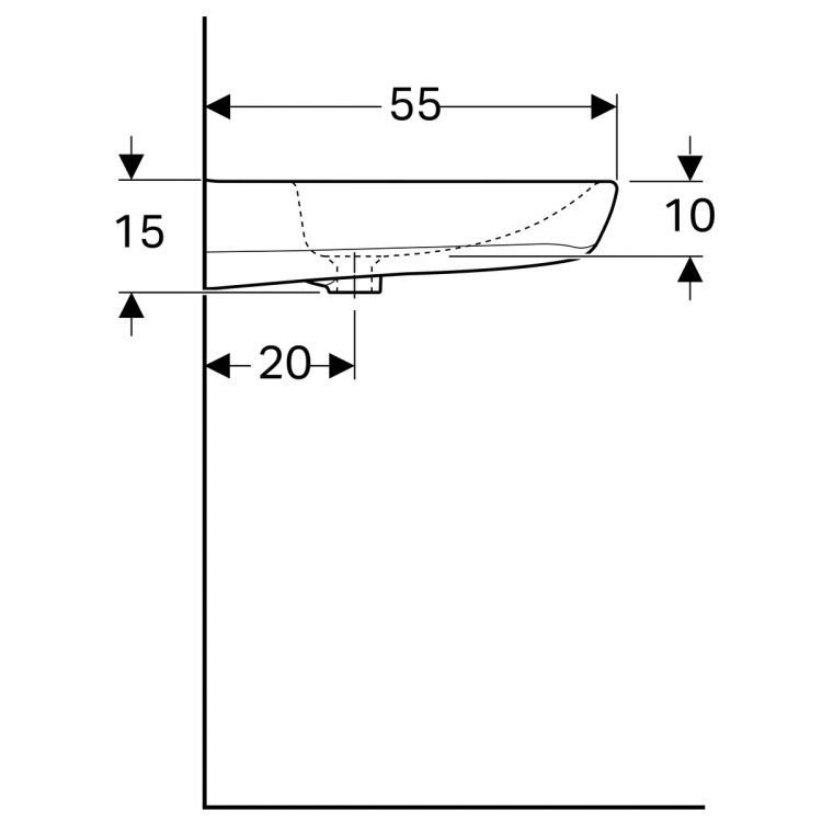 Раковина Geberit Renova Comfort 65х55 см, с отверстием под смеситель, без перелива [258567000]