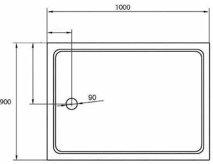 Акриловый поддон для душа Cezares Tray A 100x90 TRAY-A-AH-100/90-15-W Белый