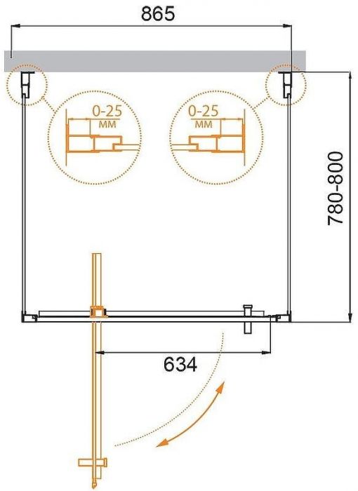 Душевой уголок Cezares Molveno 90x80 MOLVENO-BA2-90/80-C-Cr-IV профиль Хром стекло прозрачное