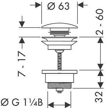 Hansgrohe Донный клапан для раковин и биде, нажимной, цвет: черный матовый