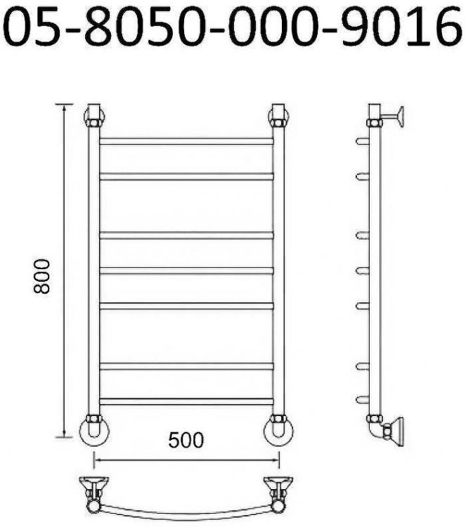 Водяной полотенцесушитель Маргроид Вид 5 800x500 05-8050-000-9016 Белый матовый