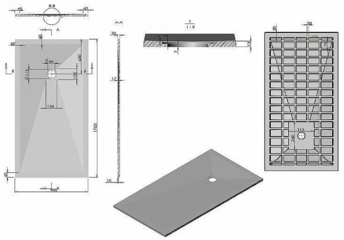 Душевой поддон из искусственного камня Vincea 170x90 VST-4SR9017W+Vsph-D132 Белый матовый