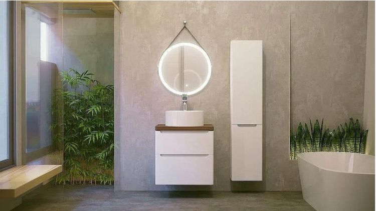 Тумба под раковину Jorno Wood 60 wood.01.60/P/W подвесная Белая