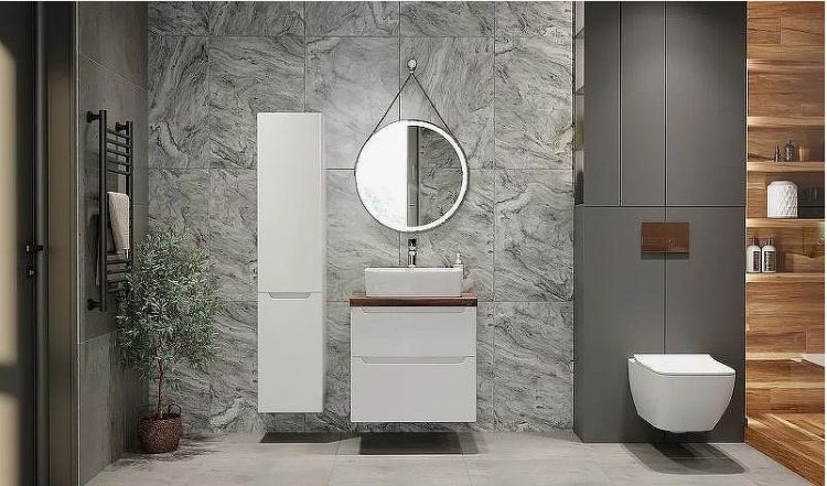 Тумба под раковину Jorno Wood 60 wood.01.60/P/W подвесная Белая