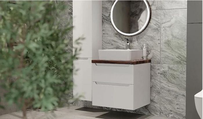 Тумба под раковину Jorno Wood 60 wood.01.60/P/W подвесная Белая