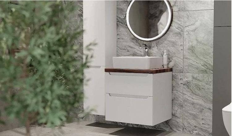 Тумба под раковину Jorno Wood 60 wood.01.60/P/W подвесная Белая