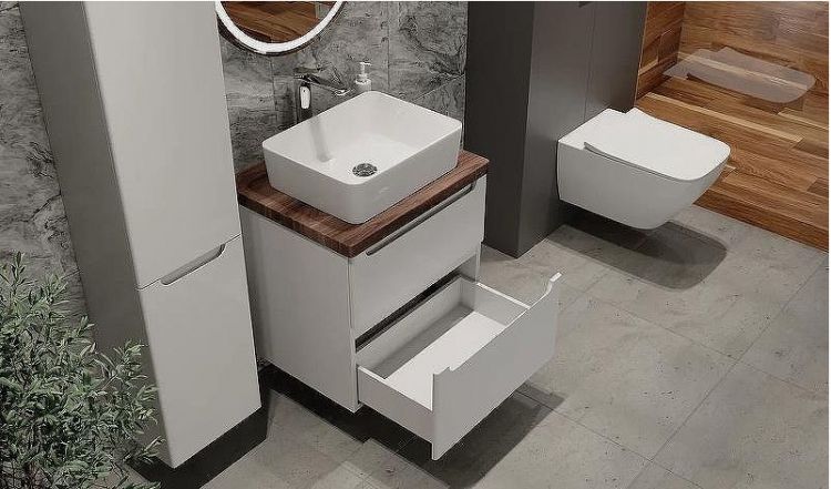 Тумба под раковину Jorno Wood 60 wood.01.60/P/W подвесная Белая