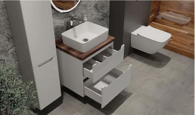 Тумба под раковину Jorno Wood 60 wood.01.60/P/W подвесная Белая