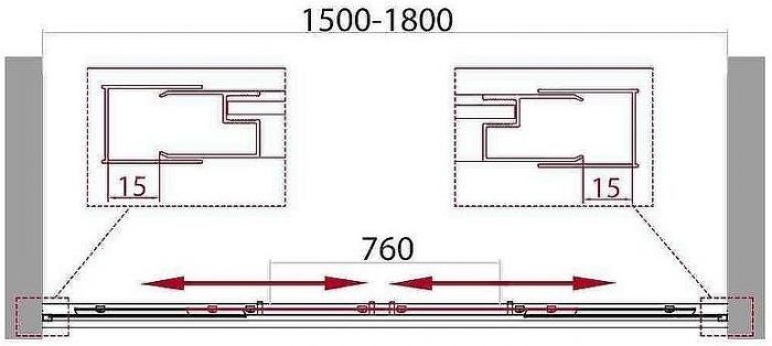 Шторка на ванну BelBagno Unique VF-2 180 профиль Хром стекло прозрачное