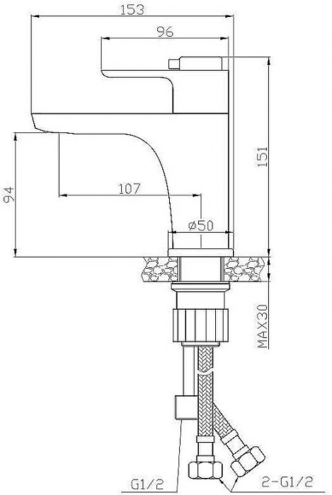 Смеситель для раковины Rossinka RS50-15 с термостатом Хром