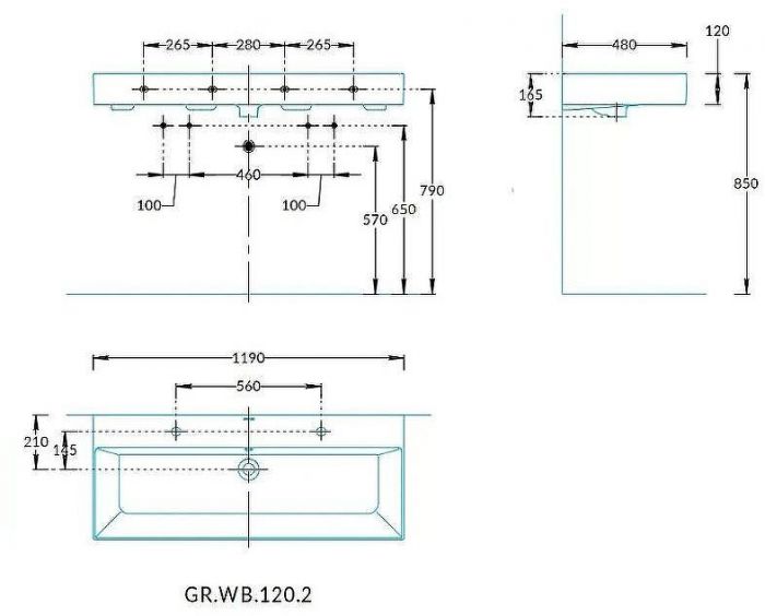 Раковина Kerama Marazzi Grande 120 GR.wb.120.2 Белая глянцевая