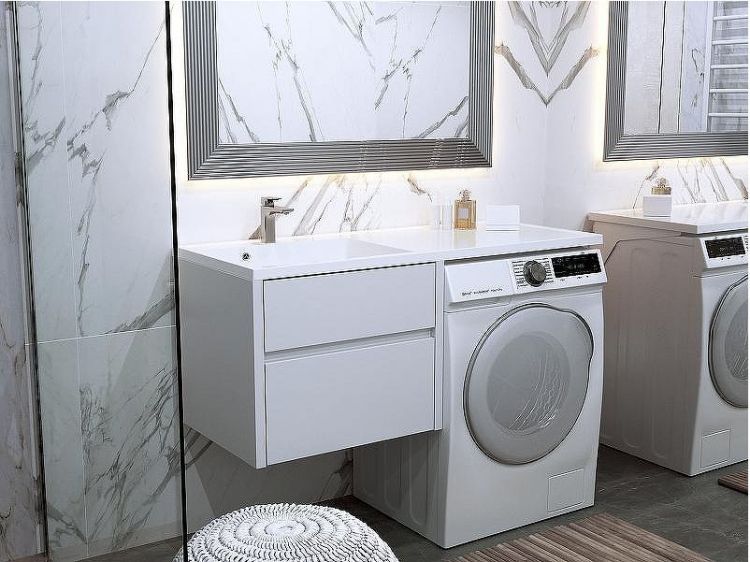 Раковина Paola Magenta 120 L с местом под стиральную машину Белая глянцевая Раковина Paola Magenta 120 L с местом под стиральную машину Белая глянцевая