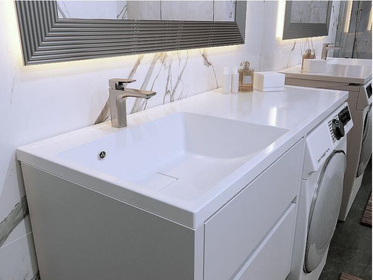 Раковина Paola Magenta 120 L с местом под стиральную машину Белая глянцевая Раковина Paola Magenta 120 L с местом под стиральную машину Белая глянцевая