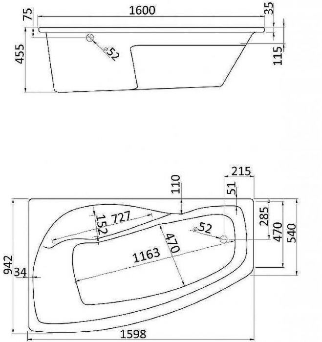 Акриловая ванна Santek Майорка XL 160 L без гидромассажа L