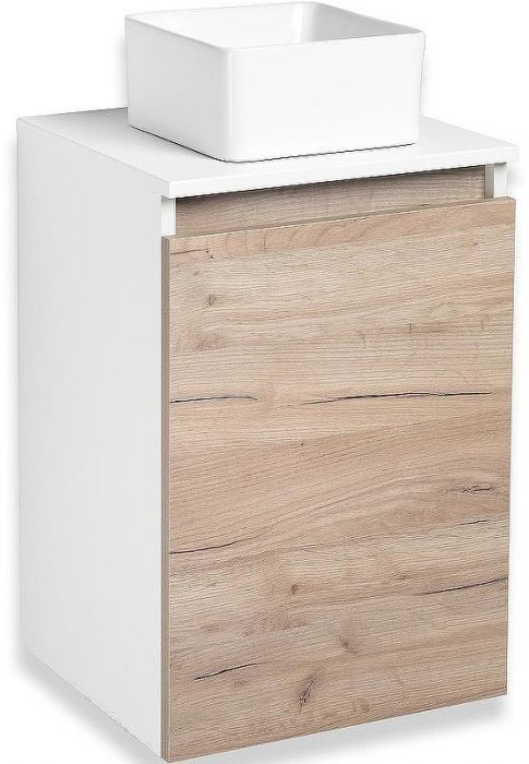 Тумба под раковину Runo Бари 40 00-00001372 подвесная Крафт дуб Белая