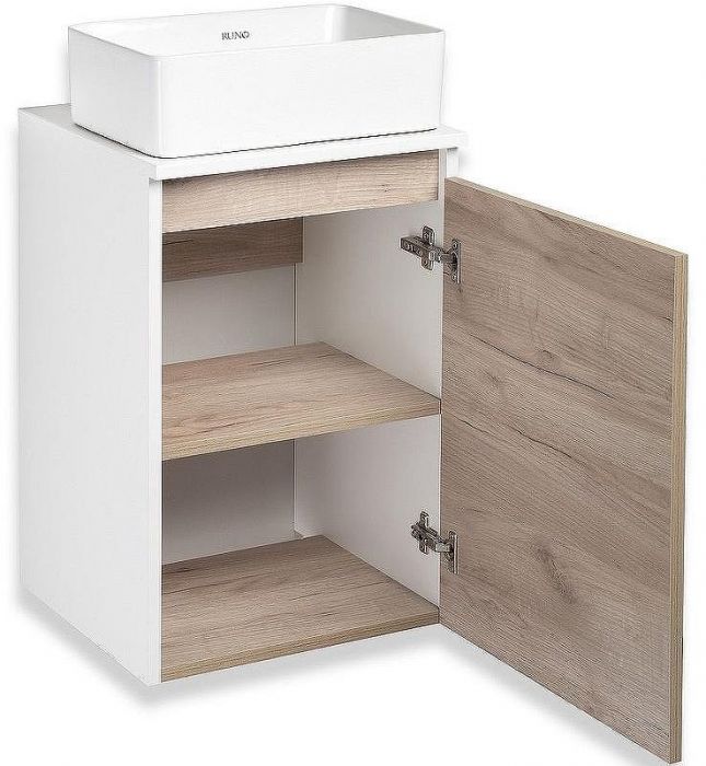 Тумба под раковину Runo Бари 40 00-00001372 подвесная Крафт дуб Белая