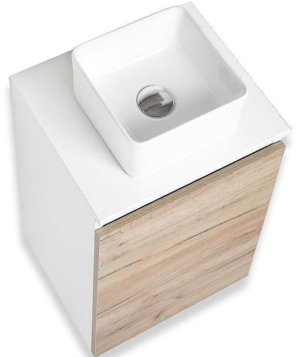 Тумба под раковину Runo Бари 40 00-00001372 подвесная Крафт дуб Белая