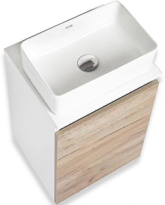 Тумба под раковину Runo Бари 40 00-00001372 подвесная Крафт дуб Белая