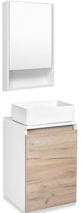 Тумба под раковину Runo Бари 40 00-00001372 подвесная Крафт дуб Белая