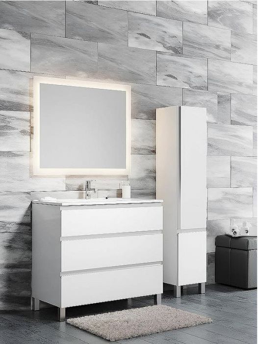 Тумба с раковиной SanVit Авеню-3 120 kavenu3120w Белая глянцевая