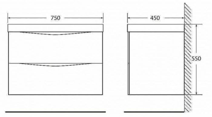 Тумба под раковину BelBagno Marino 75 MARINO-750-2C-SO-RN-P подвесная Rovere Nature