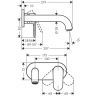 Hansgrohe Vernis Blend Смеситель для раковины, настенный, излив 204 мм, внешняя часть, цвет: матовый черный