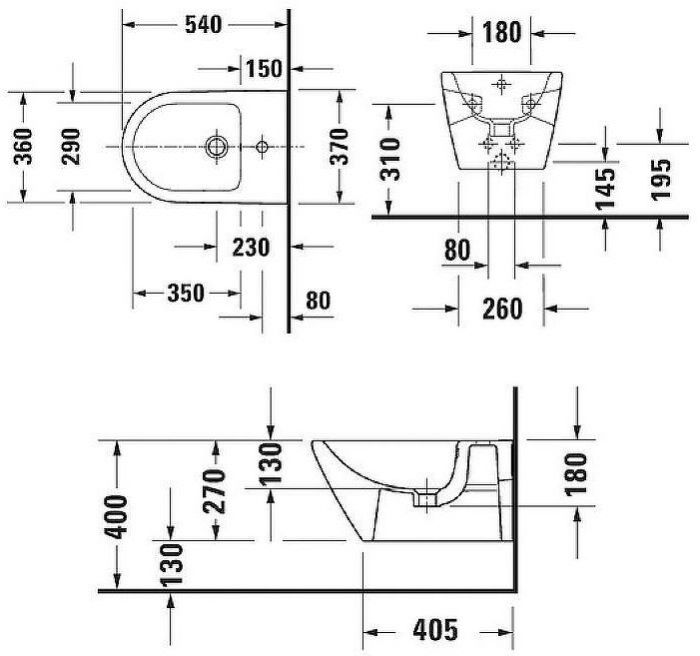 Биде Duravit D-Neo 2295150000 подвесное Белый