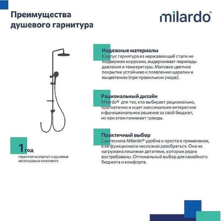 Душевая система Milardo Ideal Spa ILSBL3FM76 Черный матовый Душевая система Milardo Ideal Spa ILSBL3FM76 Черный матовый