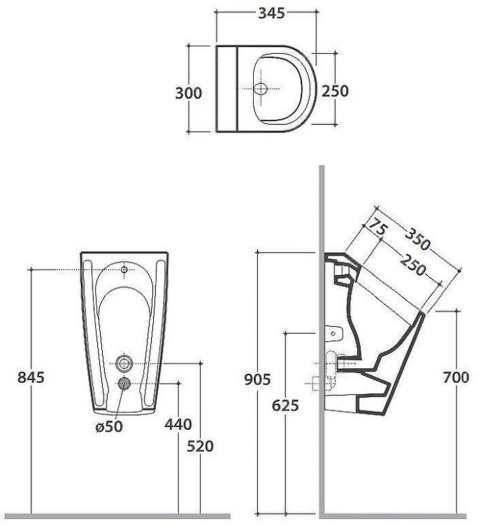 Писсуар Globo Forty3 FO031BI подвесной Белый