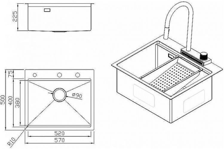 Кухонная мойка Milacio Denia 57 MC.77400 Нержавеющая сталь