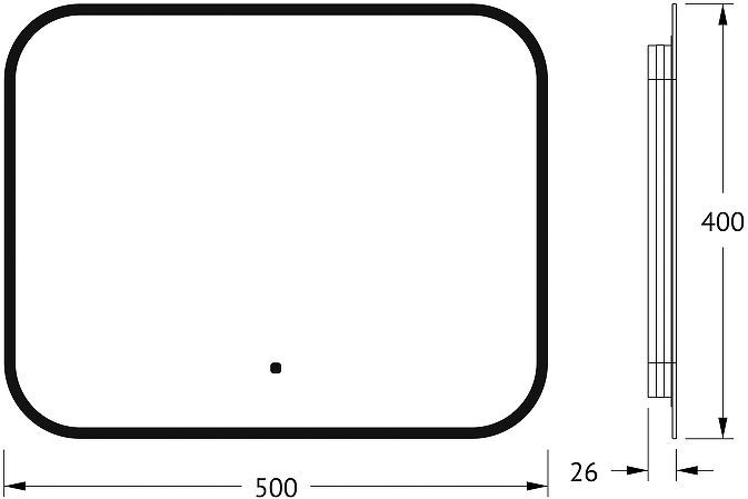 Зеркало Defesto Aura 50х40 DF 2971RH с подсветкой 15W-3000K/ИК - выключатель/Теплый белый свет/Черная рама
