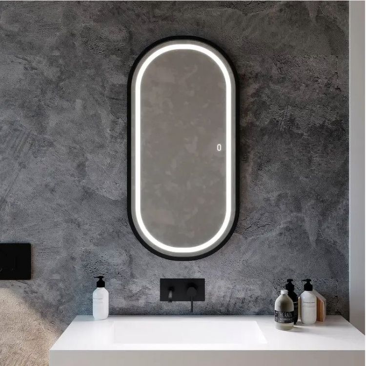 Зеркало Mixline Виола-лофт 50 550409 с подсветкой цвет Черный с сенсорным выключателем