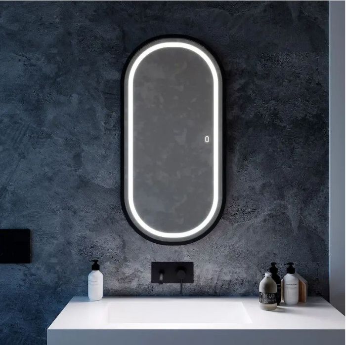 Зеркало Mixline Виола-лофт 50 550409 с подсветкой цвет Черный с сенсорным выключателем