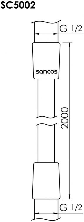 Душевой шланг SANCOS 200 см, с защитой от перекручивания, цвет матовый черный, SC5002MB Душевой шланг SANCOS 200 см, с защитой от перекручивания, цвет матовый черный, SC5002MB