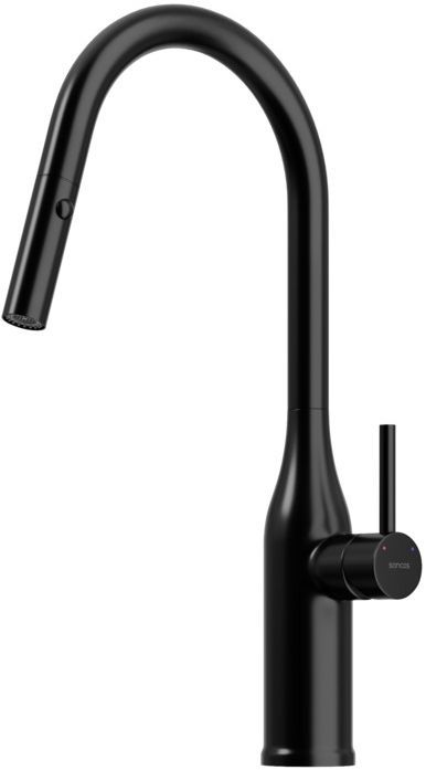 Смеситель для кухни Sancos Grand с вытяжным изливом, цвет матовый черный, SC4002MB