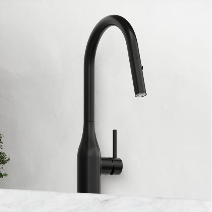 Смеситель для кухни Sancos Grand с вытяжным изливом, цвет матовый черный, SC4002MB