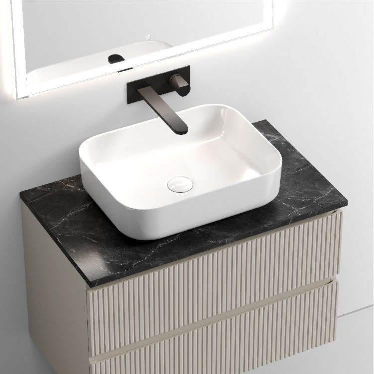 Тумба подвесная SANCOS Snob T, Beige Soft 790х445х500, под столешницу без отверстия под смеситель, цвет Black Sky, SNT80CE