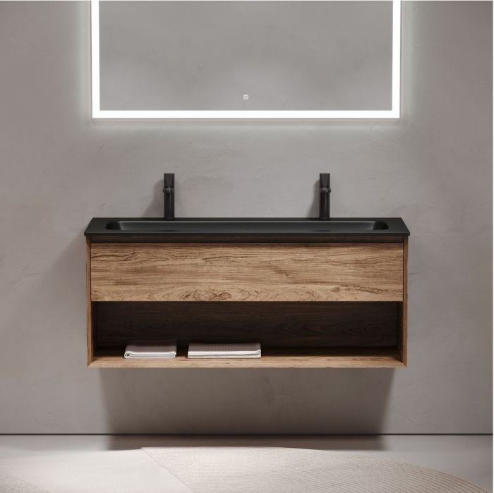 Тумба подвесная SANCOS под раковину Marmi 1.0, дуб чарльстон 1195х445х520, MR1.0120ECH