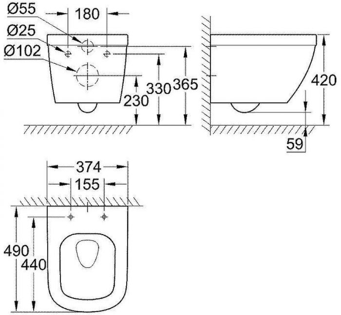 Унитаз Grohe Euro Ceramic 39206000 подвесной без сиденья