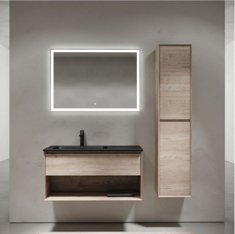 Тумба подвесная SANCOS под раковину левая Marmi 1.0, дуб галифакс натуральный 995х445х520, MR1.0100LEG